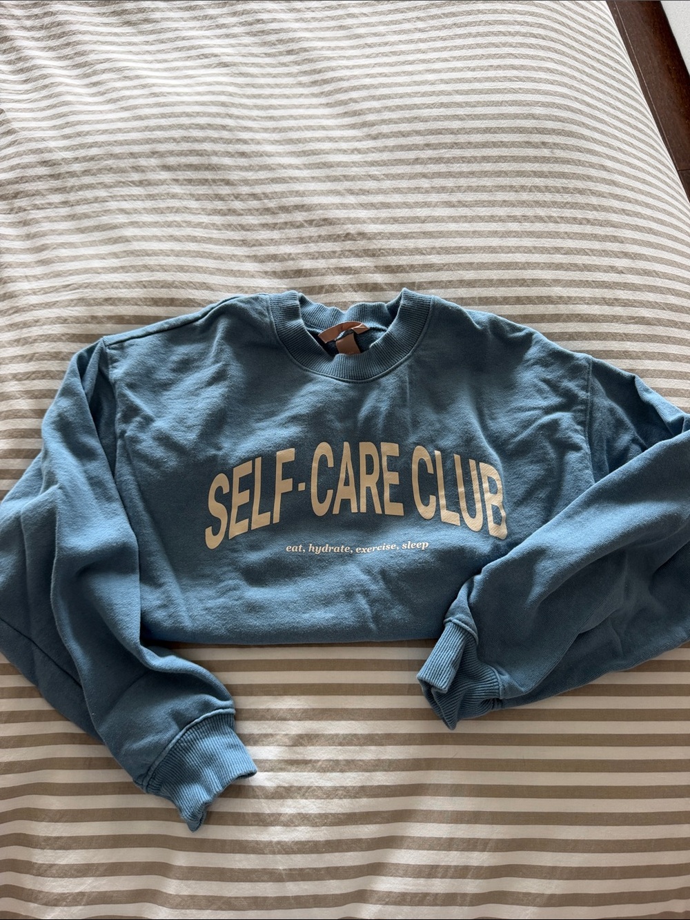H&M Self-Care Club Blue Cropped Sweatshirt